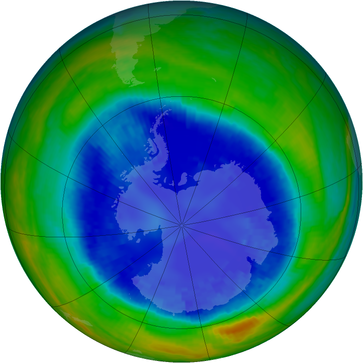 Antarctic ozone map for 30 August 2001